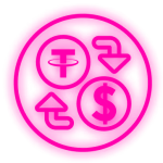 Multi currency neon icon